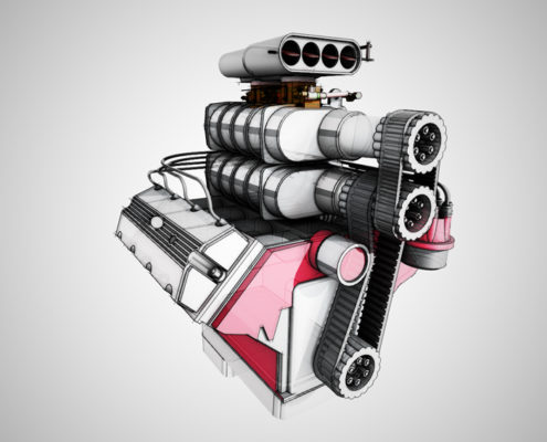 Engine rendered with SketchFX and AmbientOcclusion
