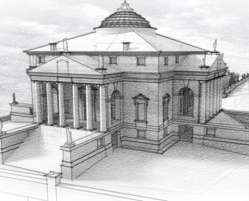 Palladio's Rotonda rendered with SketchFX and AmbientOcclusion